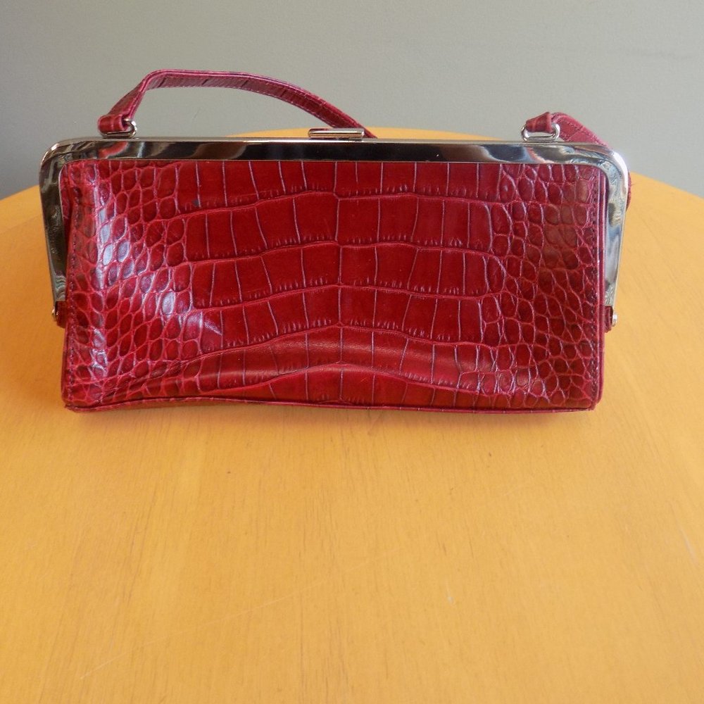 Ann Taylor Red & Black Crocodile Print Bag - Picture 3 of 3